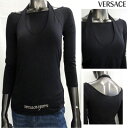 ヴェルサーチ VERSACE レディース 裾ロゴ入り・七分袖カットソー 背中ざっくり ロゴ ブラック 黒 35552 114869 002(R18800) 5S...
