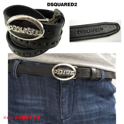 ディースクエアード DSQUARED2 メンズ 訳アリ DSQARED2ロゴバックル付きレザーベルト バックルキズ有 ロゴ ブラック 黒 TP095 08018 090 7S (R19800)【送料無料】 【smtb-TK】