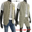 ハイドロゲン(HYDROGEN)メンズ トップス ベスト ジレ セットアップ着用可能 (ボトムス別売) ボタンダメージ加工・ワッペン付きミリタリーベスト 色違い(ネイビー)あり ベージュ