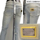 ドルチェ&ガッバーナ DOLCE&GABBANAドルガバ レディース ボトムス デニムパンツ ジーンズ バックポケット部分ロゴプレート・ダメージ加工入りデニムパ...