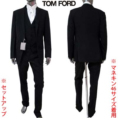 トムフォード TOM FORD メンズ スーツ セットアップ ベスト ジャケット パンツ ロゴ マルチポケット付..