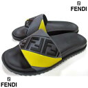 フェンディ FENDI メンズ 靴 サンダル シャワーサンダル ロゴ イエローラインバンド部分FFズッカ柄ロゴ付シャワーサンダル ブラック 7X1377 AF5M F1DVQ (R51700) 121 2021年春夏新作【送料無料】 【smtb-TK】