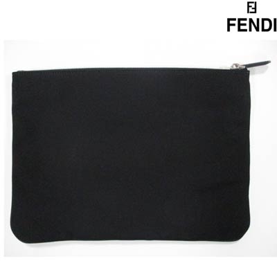 フェンディ FENDI メンズ ポーチ ミニバッグ 鞄 ユニセックス可 FENDI刺繍ロゴ・内部カード入れ付きキャンバススリムクラッチバッグ ブラック 7N0111 AFBD F0GXN (R68200) 121 2021年春夏新作【送料無料】 【smtb-TK】