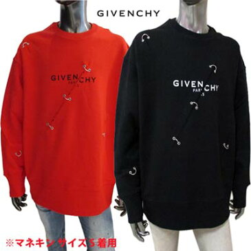 ジバンシー GIVENCHY メンズ トップス スウェット トレーナー ロゴ 2color クラッシュ加工・マルチフープリング付オーバーサイズ裏起毛スウェット 黒/赤 BMJ0B83 Y69 001/600 (R140800) GB122 2021年秋冬新作【送料無料】 【smtb-TK】