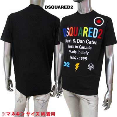 乐天商城 - ディースクエアード DSQUARED2 メンズ トップス Tシャツ 半袖 カットソー ロゴ レインボーカラーDSQUARED2ロゴ・マルチロゴ付Tシャツ ブラック S74GD0855 S23009 900 (R53900) GB122 秋冬【送料無料】 【smtb-TK】