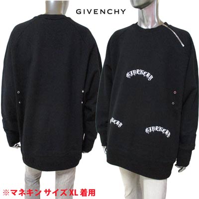 ジバンシー GIVENCHY メンズ トップス スウェット トレーナー ロゴ 裏起毛・ネックロゴ刻印ジップ・フロントロゴ・裾GIVENCHYロゴ刺繍付オーバーサイズスウェット ブラック BMJ0C23 Y69 001 (R176000) GB122 2021年秋冬新作【送料無料】 【smtb-TK】