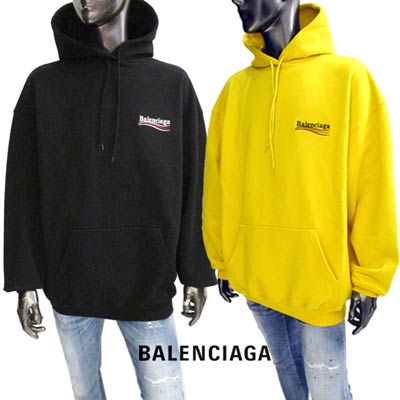 バレンシアガ BALENCIAGA メンズ トップス パーカー フーディー ロゴ 2color チェスト/バック部分BALENCIAGAキャンペーンロゴ刺繍付きオーバーサイズパーカー ブラック/イエロー 578135 TKVI9 1070/7442 (R119900) 122 秋冬【送料無料】 【smtb-TK】