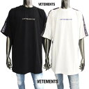 ヴェトモン VETEMENTS メンズ Tシャツ 半袖 トップス 2color フロント/バックネック/サイド部分VETEMENTSロゴ入りTシャツ ホワイト/ブラック UA52TR430W WHITE / UA52TR430B BLACK (R64900) 122 秋冬
