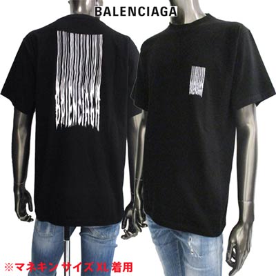 バレンシアガ BALENCIAGA メンズ トップス Tシャツ 半袖 ロゴ ※同じデザインでオーバーサイズタイプもあります。 BALENCIAGAバーコードロゴプリント付Tシャツ ブラック 661705 TKVE5 1070 (R64900) 122 2021年秋冬新作【送料無料】 【smtb-TK】