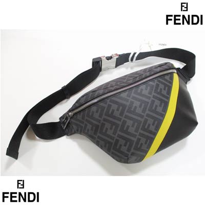 フェンディ FENDI メンズ 鞄 バッグ ロゴ ユニセックス可 裏地メッシュ・FFズッカ柄/イエローライン・ジップ/留め具部分ロゴ刻印付ボディーバッグ 7VA434 A9XS F0R2A (R139700/R154000) 122 秋冬【送料無料】 【smtb-TK】