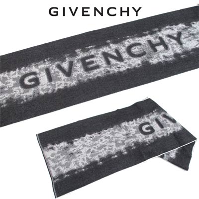 GIVENCHY マフラー メンズ ジバンシー GIVENCHY メンズ 小物 ストール マフラー ロゴ ユニセックス可 スモッグデザイン・GIVENCHYロゴ付ストールマフラー グレー GV3518 J4435 008 (R41800) 122 秋冬【送料無料】 【smtb-TK】