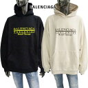 バレンシアガ BALENCIAGA メンズ トップス パーカー フーディー ロゴ ユニセックス可 フロントBALENCIAGAロゴプリント・オーバーサイズパーカー アイボリー ホワイト/ブラック 675003 TLVA9 9054/1361 (R112200) 122 秋冬【送料無料】 【smtb-TK】