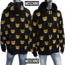モスキーノ MOSCHINO メンズ トップス パーカー フーディー ロゴ ニット生地・総柄MOSCHINO BEARロゴ付ニットパーカー ブラック V0922...
