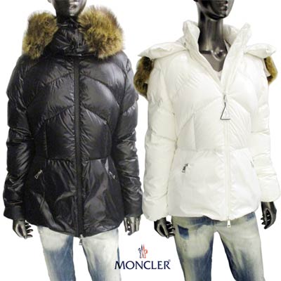 モンクレール MONCLER レディース アウター ダウン ジャケット コート ロゴ 2color フェイクファー使用 LAITUE MONCLERロゴ付きホワイトダウンコート 白/黒 1A00101 68950 032/999 (R246400) 122 2021年秋冬新作【送料無料】 【smtb-TK】