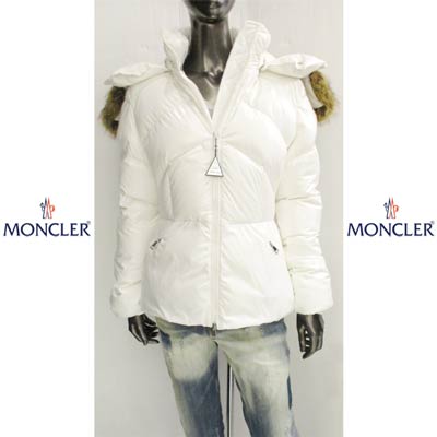 モンクレール MONCLER レディース アウター ダウン ジャケット コート ロゴ 2color フェイクファー使用 LAITUE MONCLERロゴ付きホワイトダウンコート 白/黒 1A00101 68950 032/999 (R246400) 122 2021年秋冬新作【送料無料】 【smtb-TK】