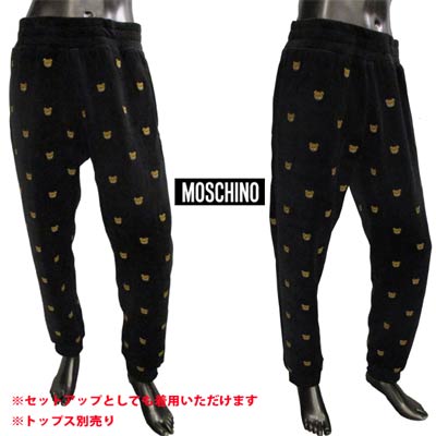 モスキーノ MOSCHINO メンズ パンツ ボトムス ロゴ セットアップ着用可(トップス別売り) ベロア素材 MOSCHINO刺繍BEARロゴ入りトラックパン...