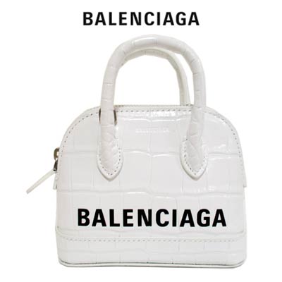 ハンドバッグ バレンシアガ BALENCIAGA レディース 鞄 バッグ ロゴ カーフスキン使用 クロコ型押しレザー・BALENCIAGAロゴプリント・ショルダーストラップ付ミニマイクロバッグ 639756 1LRP3 9060 (R134200) 122 秋冬【送料無料】 【smtb-TK】