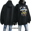 バレンシアガ BALENCIAGA メンズ トップス パーカー フーディー フード付き オーバーサイズ ロゴ プリントひび割れ/ダメージ加工 The Simpsons(ザ シンプソンズ)ロゴ バック裾部分ロゴ刺繍付パーカー 674986 TLVG8 1000 (R119900) GB122 秋冬【送料無料】 【smtb-TK】