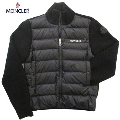 モンクレール MONCLER キッズ 子供服 アウター ダウンジャケット ニット ジップポケット部分MONCLERロゴ・アーム部分ロゴ付きフロントダウン/バックウール素材カーディガン ブラック 9B51020 A9646 999 (R69300) GB122 2021年秋冬新作【送料無料】 【smtb-TK】