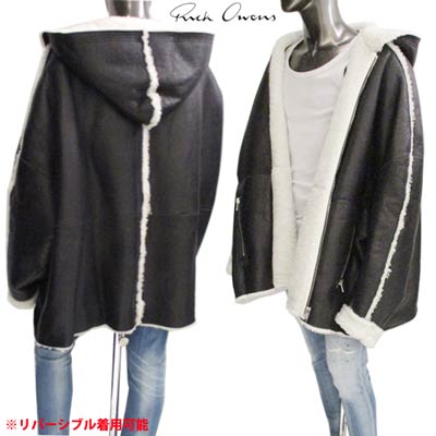 リックオウエンス RICK OWENS メンズ アウター ジャケット リバーシブル着可 JUMBO PETER JKT 表地カーフレザー/ボア部分ラムファー使用・フード付リバーシブルレザーコート RR02A5704LSHC 911 (R814000) 122 2021年秋冬新作【送料無料】 【smtb-TK】