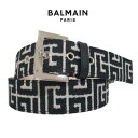 バルマン BALMAIN メンズ グッズ 小物 ベルト 総柄ブラックモノグラムロゴ・BALMAINロゴ入りベルト アイボリー 黒 ブラック XM1WJ004 T...