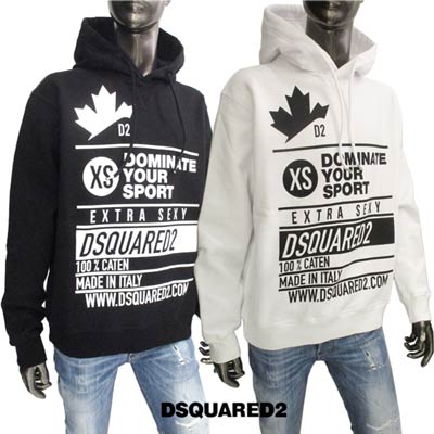 ディースクエアード DSQUARED2 メンズ トップス パーカー フーディー ロゴ 2color 前Vガゼット・ハーフカナダロゴ/マルチプリント付プルオーバーパーカー 白/黒 S74GU0579 S25516 100/900 (R69300) 221 2022年春夏新作【送料無料】 【smtb-TK】