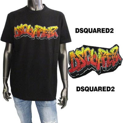 ディースクエアード DSQUARED2 メンズ トップス Tシャツ 半袖 ロゴ DSQUAREDグラフィックロゴTシャツ ブラック S74GD0940 S23009 900 (R39600) 221 2022年春夏新作【送料無料】 【smtb-TK】