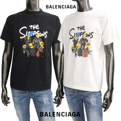 バレンシアガ BALENCIAGA レディース トップス Tシャツ 半袖 ユニセックス可 2color The Simpsons/ヴィンテージ風ひび割れ加工・刺繍ロゴ入りTシャツ 白/黒 670943 TLVG7 0100 / 0901 (R73700) 221 2022年春夏新作 【送料無料】 【smtb-TK】