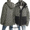 バルマン BALMAIN メンズ アウター ジャケット ロゴ 総柄モノグラムロゴ・ジップ部分BALMAINロゴ刻印付きジャケット アイボリーブラック XH1TI...