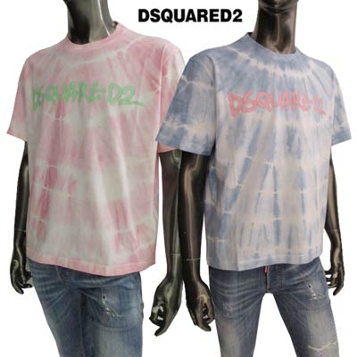 ディースクエアード DSQUARED2 メンズ トップス Tシャツ 半袖 ロゴ 2color DSQUARED2ロゴ・タイダイ柄Tシャツ ピンク/ブルー S74GD0972 S22427 233 472 (R51700) 221 2022年春夏新作【送料無料】 【smtb-TK】