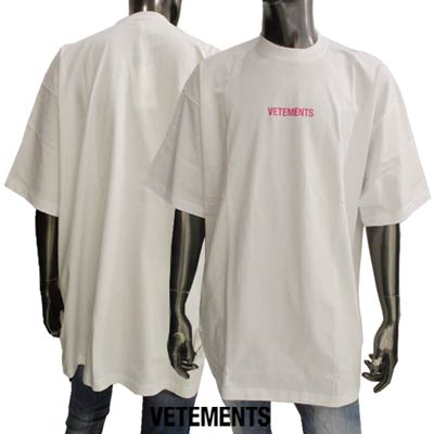 ヴェトモン VETEMENTS メンズ トップス Tシャツ 半袖 ロゴ フロントVETEMENTSロゴ・バックロゴ刺繍・ラベル付 Tシャツ 白 UE52TR120W WHITE(R51700) 221 春夏新作【送料無料】 【smtb-TK】