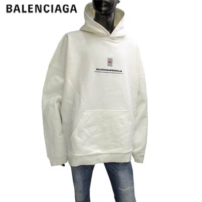 バレンシアガ BALENCIAGA メンズ トップス パーカー フーディ フロントBALENCIAGASPRING22.pdfロゴ・PDF刺繍ロゴ入り裏起毛パーカー ホワイト 674986 TLVF8 9016 (R121000/R112200) GB221 2022年春夏新作 【送料無料】 【smtb-TK】