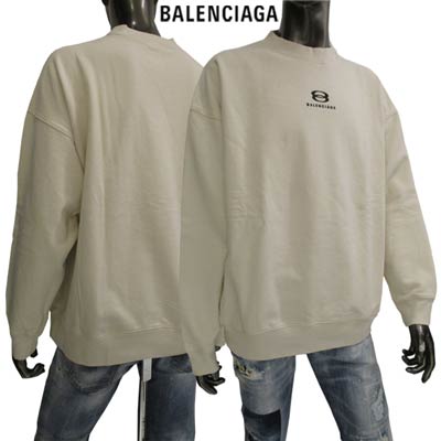 バレンシアガ BALENCIAGA メンズ トップス スウェット トレーナー ロゴ フロントBALENCIAGA刺繍ロゴ・白タグ・リブ部分ダメージ加工入り裏起毛トレーナー ライトベージュ 676629 TLVG1 0905 (R99000/R103400) 221 2022年春夏新作【送料無料】 【smtb-TK】