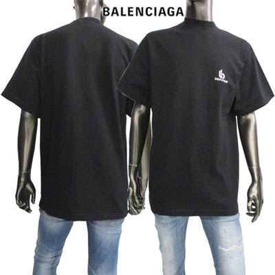 バレンシアガ BALENCIAGA メンズ トップス Tシャツ 半袖 ロゴ フロントBALENCIAGA刺繍ロゴ入りTシャツ ブラック 681045 TLVN1 1070 (R64900) 221 2022年春夏新作【送料無料】 【smtb-TK】