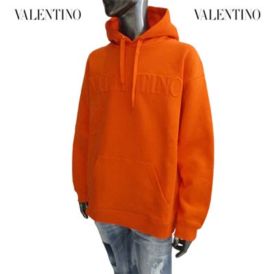 ヴァレンティノ VALENTINO メンズ トップス パーカー フーディ ロゴ 2color フロントVALENTINOエンボス加工ロゴ付き裏起毛プルオーバーパーカー ホワイト/オレンジ バレンティノ バレンチノ XV3MF18Y 84E 0BO/CD1 (R121000) 221 2022年春夏新作 【送料無料】 【smtb-TK】