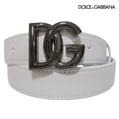 Ｄ＆Ｇ ベルト（メンズ） ドルチェ＆ガッバーナ DOLCE&GABBANA メンズ 小物 ベルト グッズ ドルガバ ロゴ DGロゴシルバーバックル付きベルト ホワイト BC4645 AO776 8S538 (R51700) 221 221 2022年春夏新作 【送料無料】 【smtb-TK】