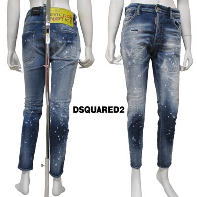 ディースクエアード DSQUARED2 レディース パンツ ボトムス デニム ロゴ ペンキ・ダメージ加工・ボタンロゴ刻印・バッグイエローパッチ付デニム S75LB0594 S30789 470 (R99000) 221 2022年春夏新作【送料無料】 【smtb-TK】