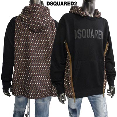 ディースクエアード DSQUARED2 メンズ トップス パーカー フーディ ロゴ フロントDSQUARED2ロゴ・サイドジップ・バック/フード部分モノグラムロゴ入りパーカー ブラック S74GU0600 STJ354 962 (R122100) 221 2022年春夏新作 【送料無料】 【smtb-TK】