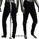 アミリ AMIRI メンズ ボトムス デニム パンツ ジーンズ ロゴ クラッシュ加工部分当て布 バックポケット部分ロゴ刻印プレート レザーロゴパッチ付きスキニージーンズ ブラック PS22MDS196 018 (R165000) 221 2022年春夏新作 【送料無料】 【smtb-TK】