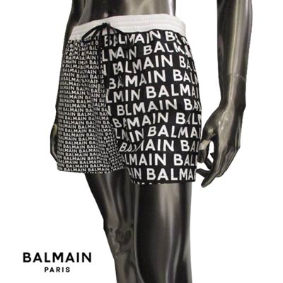 バルマン BALMAIN メンズ パンツ ボトムス スウィムウェア 総柄 ロゴ ショートパンツ スイミングパンツ ブラック BWB600340 010(R58300) 221 2022年春夏新作【送料無料】 【smtb-TK】