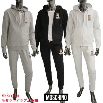 モスキーノ MOSCHINO メンズ セットアップ 上下組 パーカー フーディ パンツ 3color MOSCHINO BEARロゴ ロゴタグ付セットアップ上下組ジャージ ホワイト/グレー/ブラック A1722 A4326 8102 0001/0489/0555 (R72600) 221 春夏新作 【送料無料】 【smtb-TK】