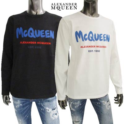 アレキサンダーマックイーン ALEXANDER McQUEEN メンズ トップス 長袖 Tシャツ ロゴ 2color フロントロゴ クルーネック ロングスリーブ ロンT 黒 白 682518 QSZ52 0901 0900(R55000) 221 春夏新作【送料無料】 【smtb-TK】