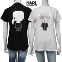 カールラガーフェルド KARL LAGERFELD レディース トップス Tシャツ 半袖 2color フロントロゴネクタイ部分ラインストーン/KARL LAGERFELDロゴ・バックロゴ付きTシャツ 白/黒 210W1721 100/999 WHITE/BLACK (R13200) 221 春夏新作  