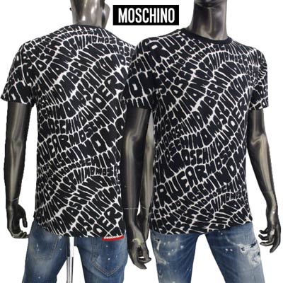 モスキーノ MOSCHINO メンズ トップス Tシャツ 半袖 ロゴ 総柄ウエーブMOSCHINOロゴデザイン入りTシャツ ブラック V1902 8104 1555 (R22000) 221 春夏新作 【送料無料】 【smtb-TK】