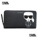 カールラガーフェルド KARL LAGERFELD メンズ 小物 財布 ウォレット ユニセックス可 ロゴ KARL LAGERFELDロゴ・ジップ部分Kロゴ入りラウンドファスナーウォレット ブラック 201W3203 A999 BLACK (R23800) 221 春夏新作  