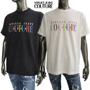 ヴェルサーチジーンズクチュール VERSACE JEANS COUTURE メンズ トップス Tシャツ 半袖 ロゴ 2color フロントマルチカラーVERSACE JEANS COUTUREロゴ入りTシャツ 白/黒 72GAHT06 CJ00T 003/899 (R24200) 221 春夏新作 【送料無料】 【smtb-TK】