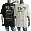 ヴェルサーチジーンズクチュール VERSACE JEANS COUTURE メンズ Tシャツ 半袖 2color フロントVERSACE JEANS COUTUREロゴ/FUNCTIONAL SPECIFICATION入りTシャツ 白/黒 72GAHT21 CJ00O 003/899 (R19800) 221 春夏新作 【送料無料】 【smtb-TK】