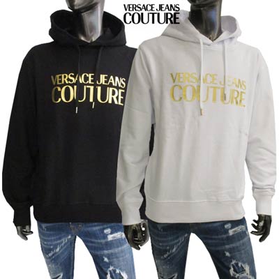 ヴェルサーチジーンズクチュール VERSACE JEANS COUTURE メンズ トップス パーカー フーディ 2color フロントゴールドVERSACE JEANS COUTUREロゴ入りパーカー ホワイト/ブラック 72GAIT01 CF01T G03/G89 (R44000) 221 春夏新作 【送料無料】 【smtb-TK】