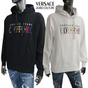 ヴェルサーチジーンズクチュール VERSACE JEANS COUTURE メンズ トップス パーカー フーディ 2color フロントマルチカラーVERSACE JEANS COUTURE刺繍ロゴ入りパーカー 白/黒 72GAIT06 CF01T 003/899 (R46200) 221 春夏新作 【送料無料】 【smtb-TK】