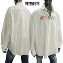 ヴェトモン VETEMENTS メンズ トップス シャツ カジュアルシャツ 長袖 ※同デザインで色違いもあり フロントマルチカラークリスタルラインストーンロゴ入...